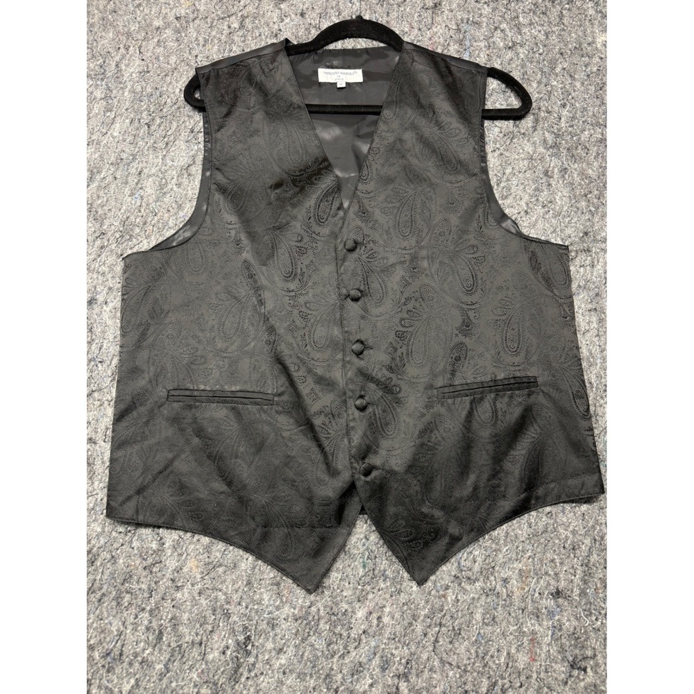 Vesuvio Napoli Mens Black Paisley Jacquard Formal Suit Vest Waistcoat Size M
